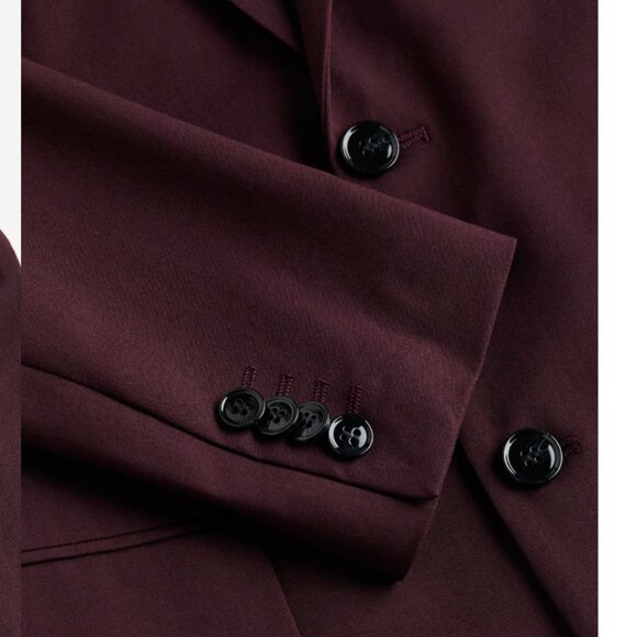 NWT H&M Skinny Fit Single-Breasted Jacket Burgundy 38R - Picture 2 of 10